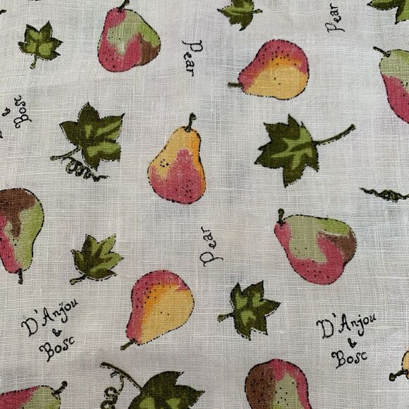 Wooden Ships Dress S 100% Linen Beige Pear Fruit Vintage Funky Cottage Country - Picture 3 of 7